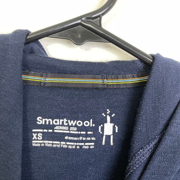 Smartwool Pullover 1/4 Zip Base Layer Womens Size XS Blue Merino Wool Geometric - Picture 10 of 11